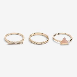 Express 3 Piece Stone Embellished Ring Set - Gold - Size 7